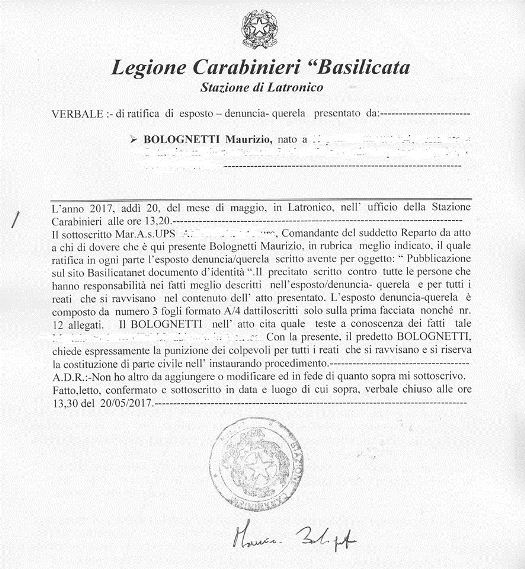 La Siritide - 21/05/2017 - Pubblicazione dati sensibili 